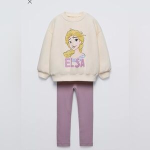 ZARA ELSA FROZEN @ DISNEY SWEATSHIRT AND LEGGINGS SET. 5 years.
